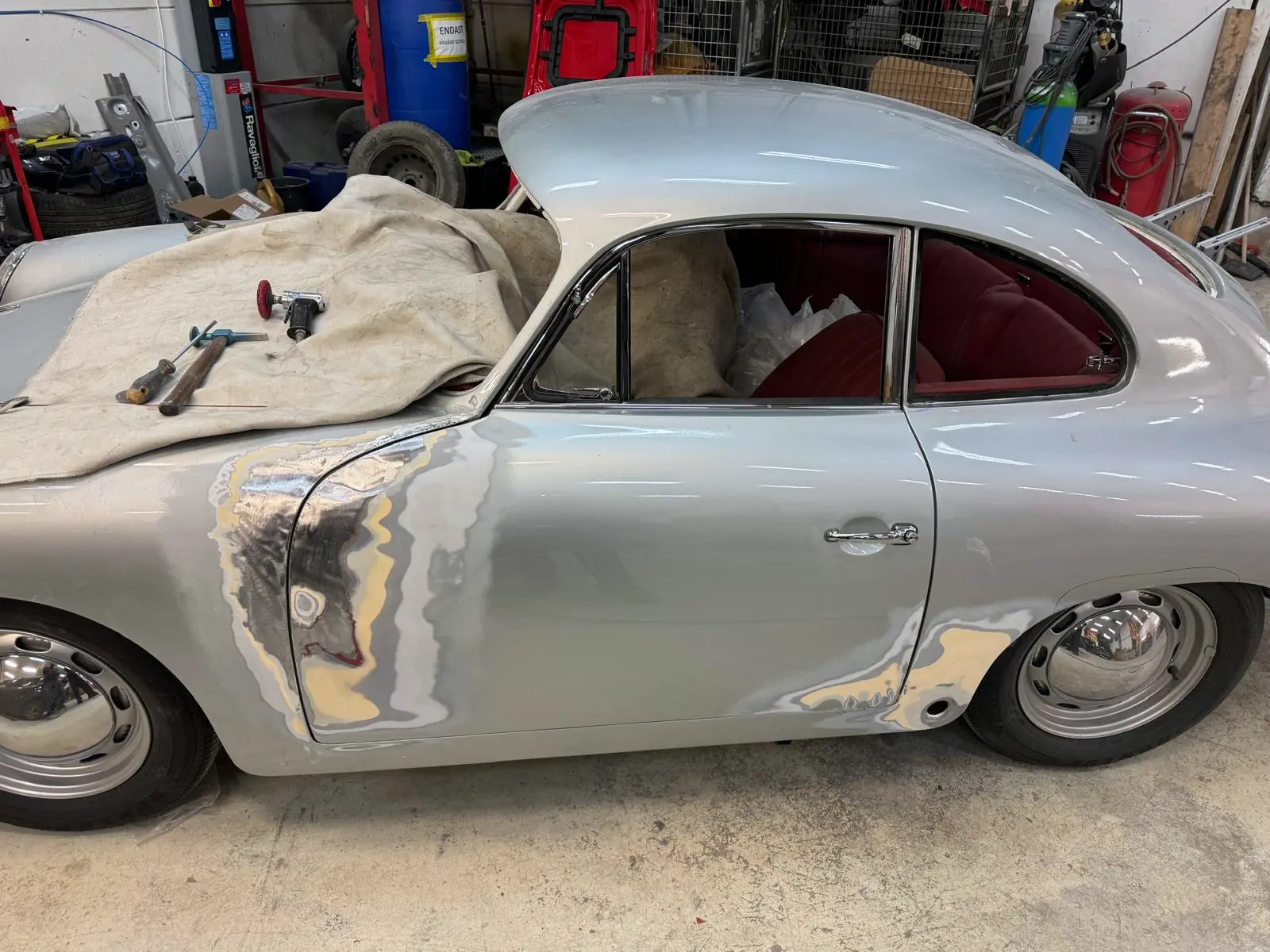 Classic car during bodywork