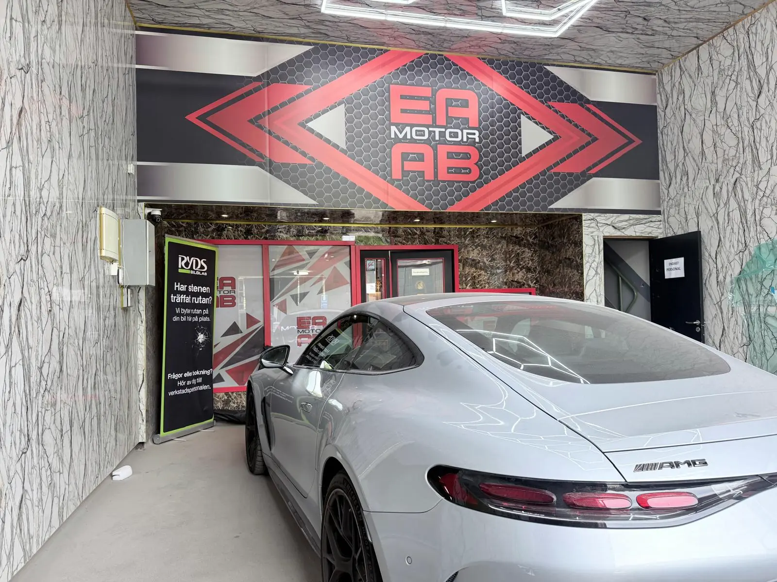 Sports car in the reception