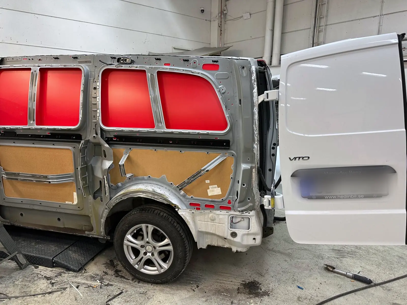 Damaged side cut out before replacement